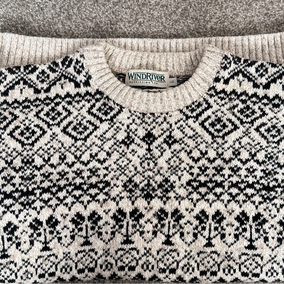 Vtg WindRiver Outfitter Knit Thermal Sweater Dark Green and Lighter Brown Large - Picture 2 of 14